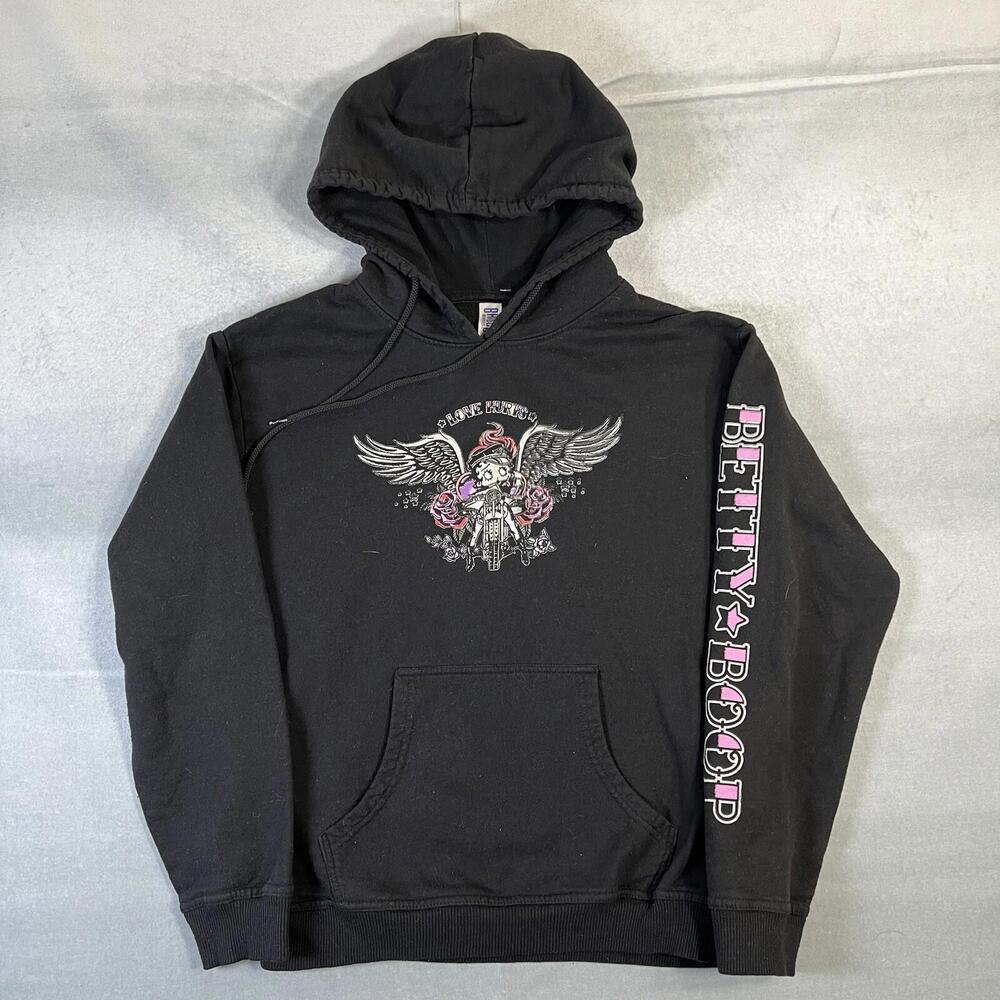 Brisco Betty Boop Biker Hoodie Adult Small Black Sweatshirt Motorcycle Graphic
